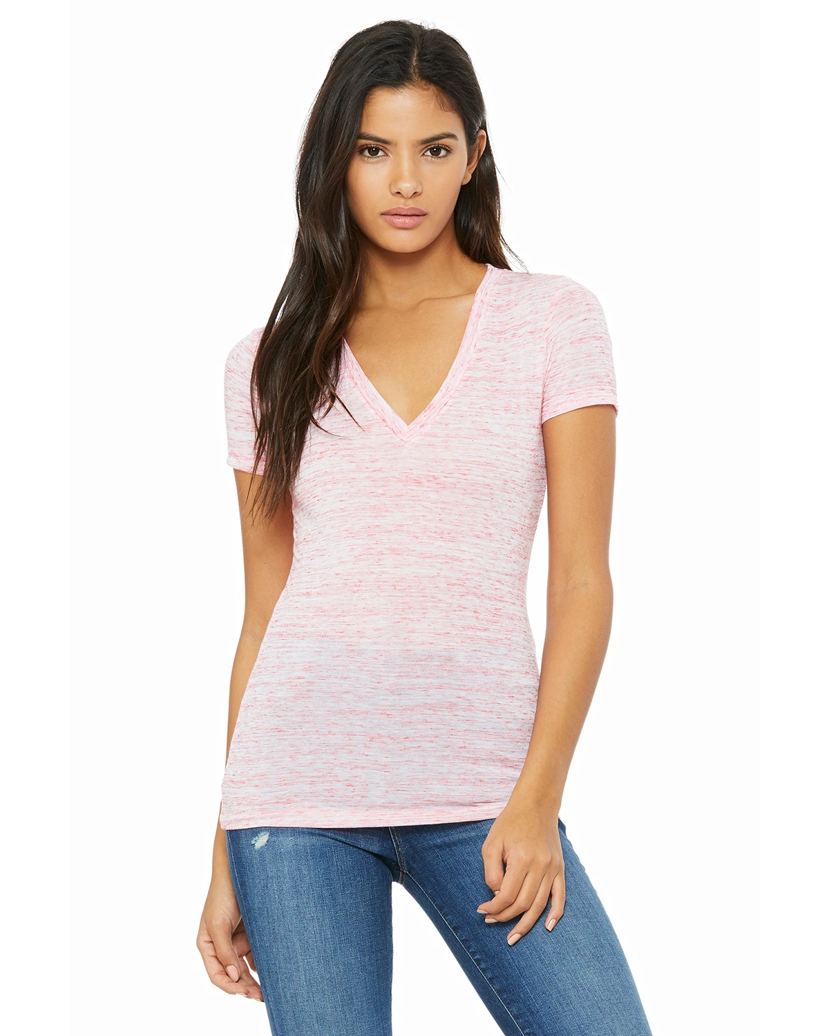 Ladies' Jersey Short-Sleeve Deep V-Neck T-Shirt 22 Ladies' Jersey Short-Sleeve Deep V-Neck T-Shirt - Image 20