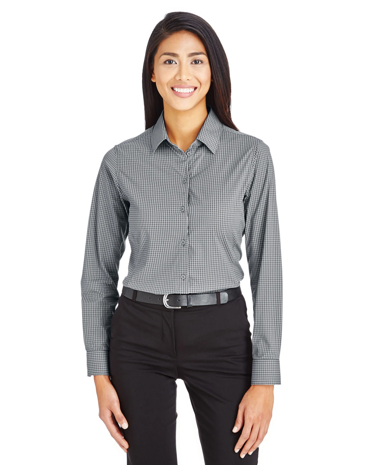 CrownLux Performance™ Ladies' Tonal Mini Check Shirt 6 CrownLux Performance™ Ladies' Tonal Mini Check Shirt - Image 4