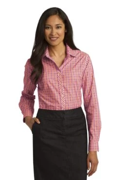 Ladies Long Sleeve Gingham Easy Care Shirt -Jiffyshirts Sales Store 0b5dac53984f03