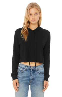 Ladies' Cropped Long Sleeve Hooded T-Shirt