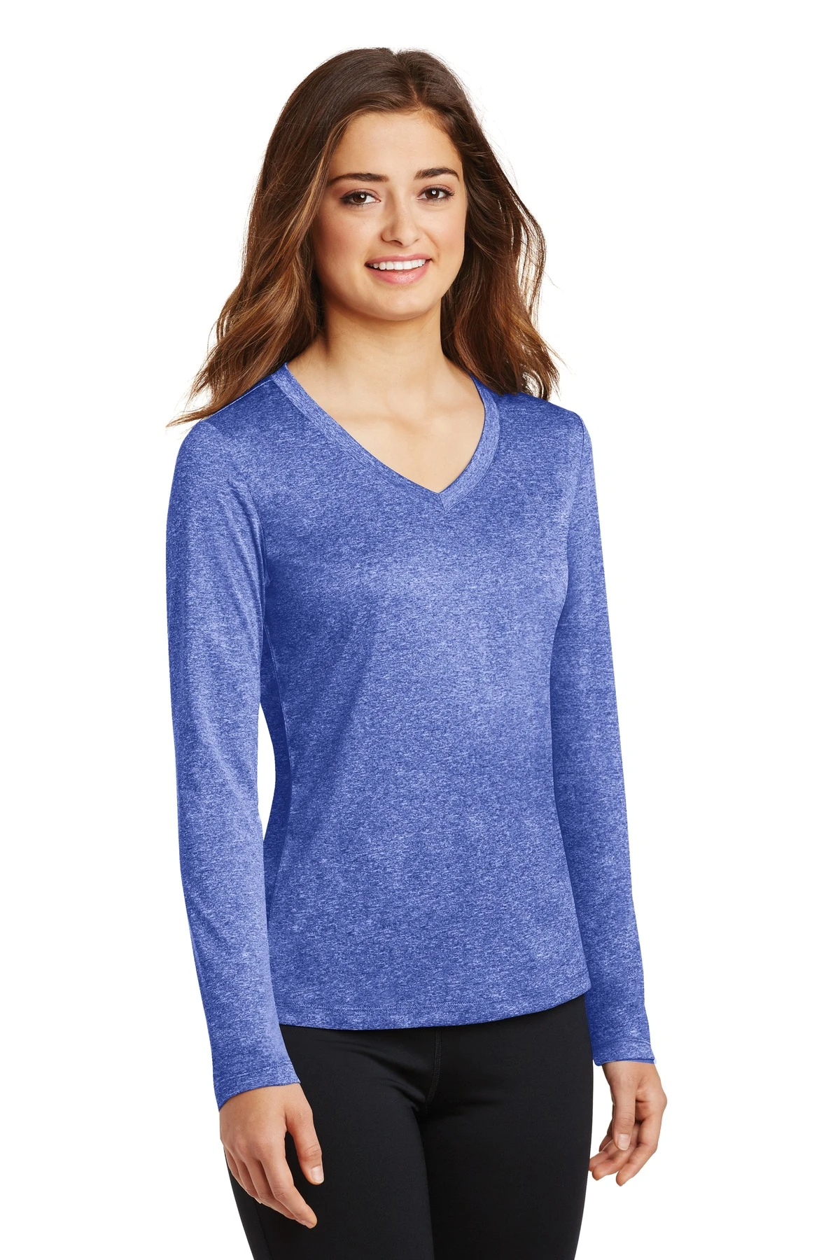 Ladies Long Sleeve Heather Contender V-Neck Tee 5 Ladies Long Sleeve Heather Contender V-Neck Tee - Image 3