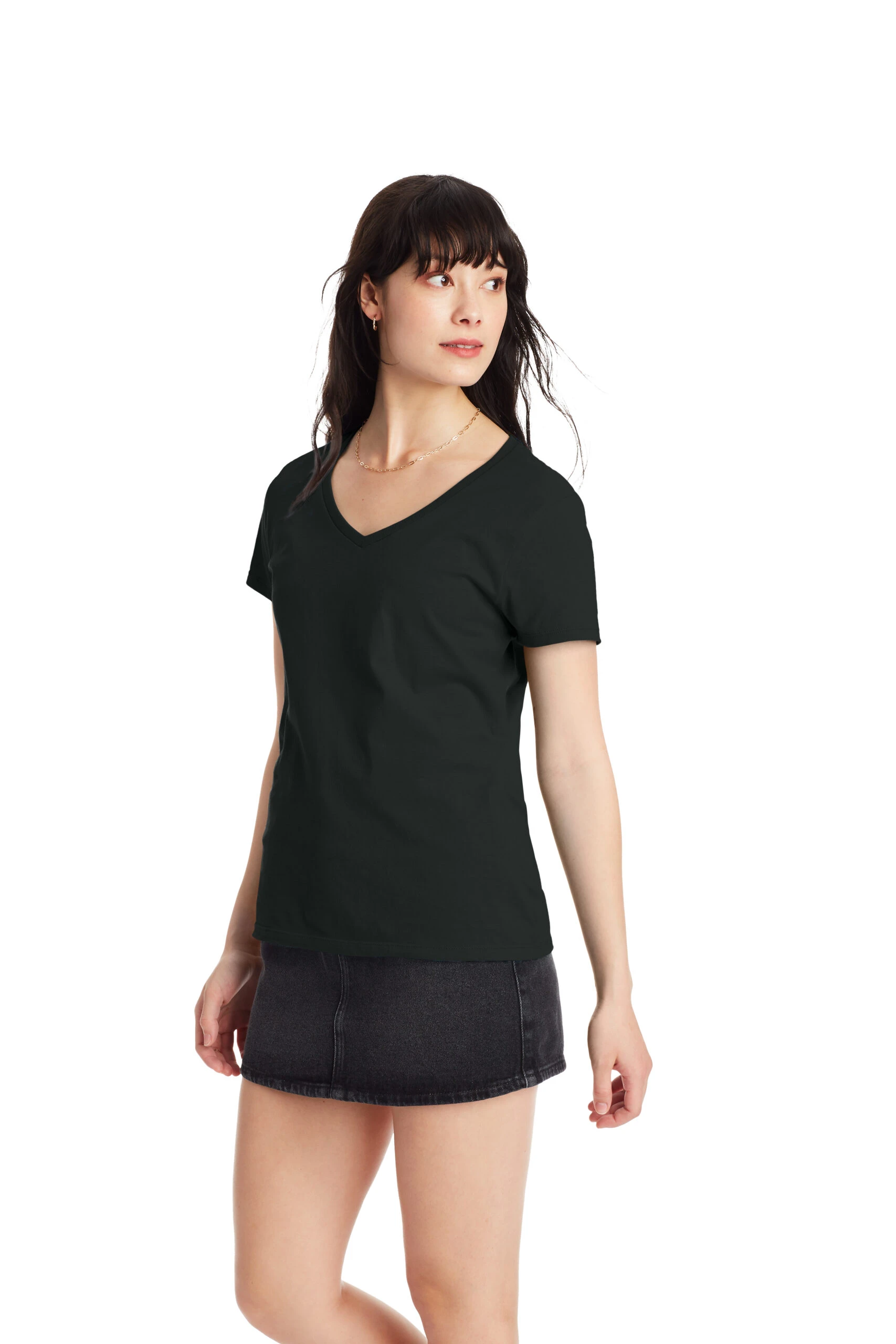 Hanes 4.5 Oz. Women's Perfect-T Short Sleeve V-neck 3 Hanes 4.5 Oz. Women's Perfect-T Short Sleeve V-neck