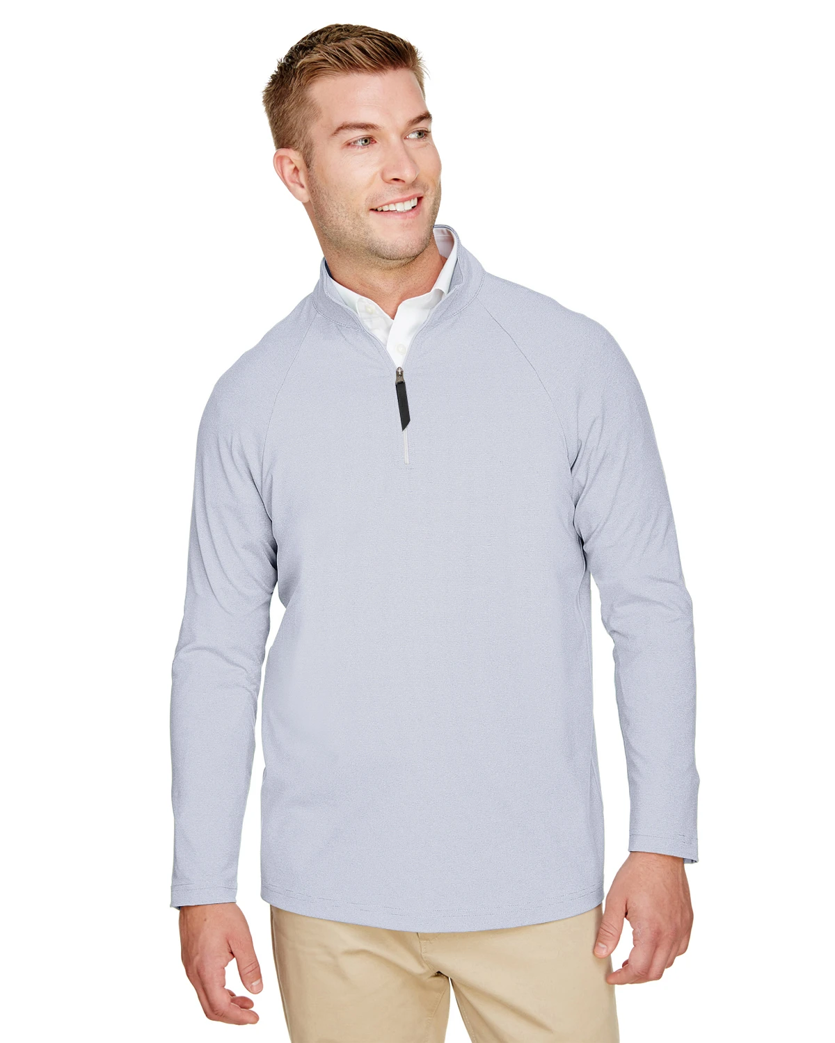 CrownLux Performance™ Men's Clubhouse Micro-Stripe Quarter-Zip 3 CrownLux Performance™ Men's Clubhouse Micro-Stripe Quarter-Zip