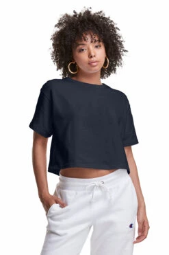 Champion Ladies' Cropped Reverse Weave T-Shirt -Jiffyshirts Sales Store 112266 T453W Navy 6