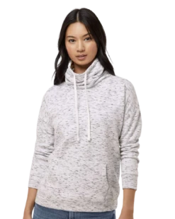 Ladies' Melange Fleece Cowl Neck Sweatshirt