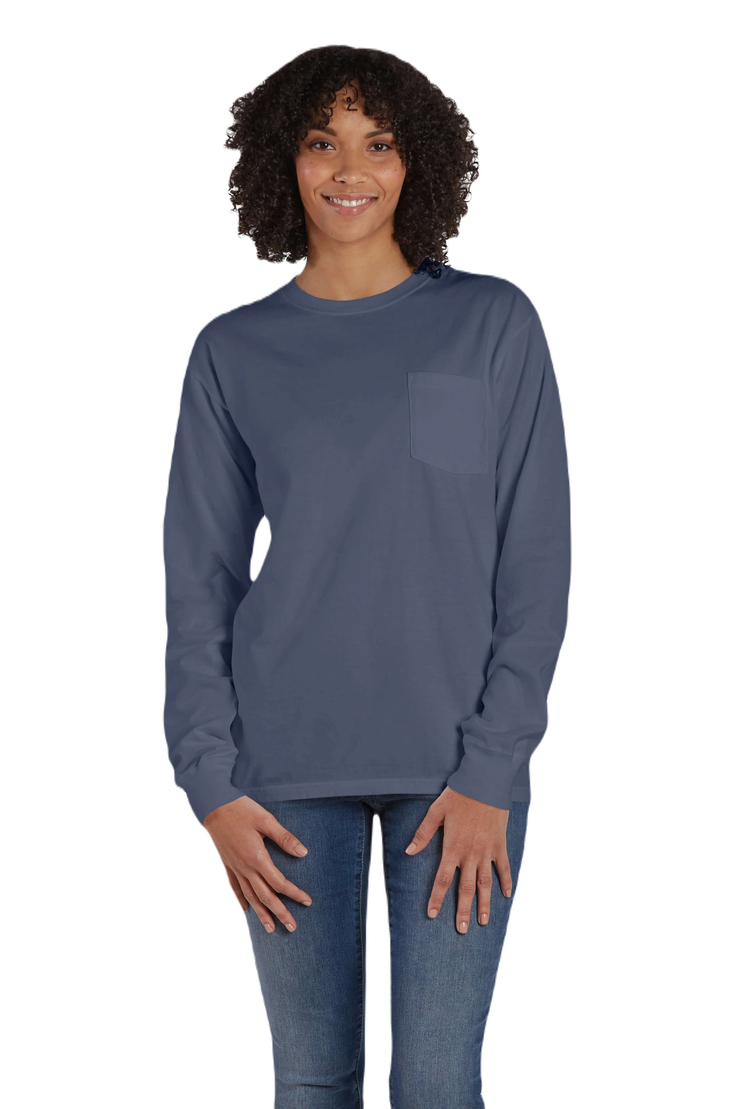 Unisex 5.5 Oz., 100% Ringspun Cotton Garment-Dyed Long-Sleeve T-Shirt With Pocket 3 Unisex 5.5 Oz., 100% Ringspun Cotton Garment-Dyed Long-Sleeve T-Shirt With Pocket
