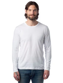 Unisex Cotton Jersey Long Sleeve Go-To Tee 16 Unisex Cotton Jersey Long Sleeve Go-To Tee -Jiffyshirts Sales Store 122359 1170C1 White 6