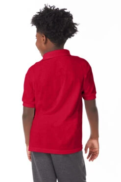 Hanes Youth Unisex 5.2 Oz., 50/50 EcoSmart® Jersey Polo Shirt -Jiffyshirts Sales Store 122400 054Y Deep Red 7