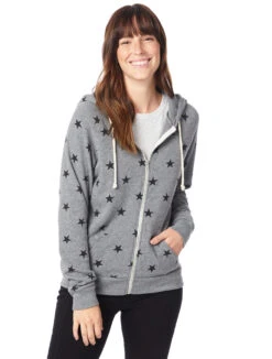 Ladies' Adrian Eco-Fleece Hoodie -Jiffyshirts Sales Store 123073 9573FB Eco Grey Stars 6