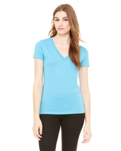 Ladies' Triblend Short-Sleeve Deep V-Neck T-Shirt -Jiffyshirts Sales Store 134f939257206b