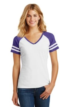 District Ladies' Game V-Neck Tee 17 District Ladies' Game V-Neck Tee -Jiffyshirts Sales Store 13520f574df535