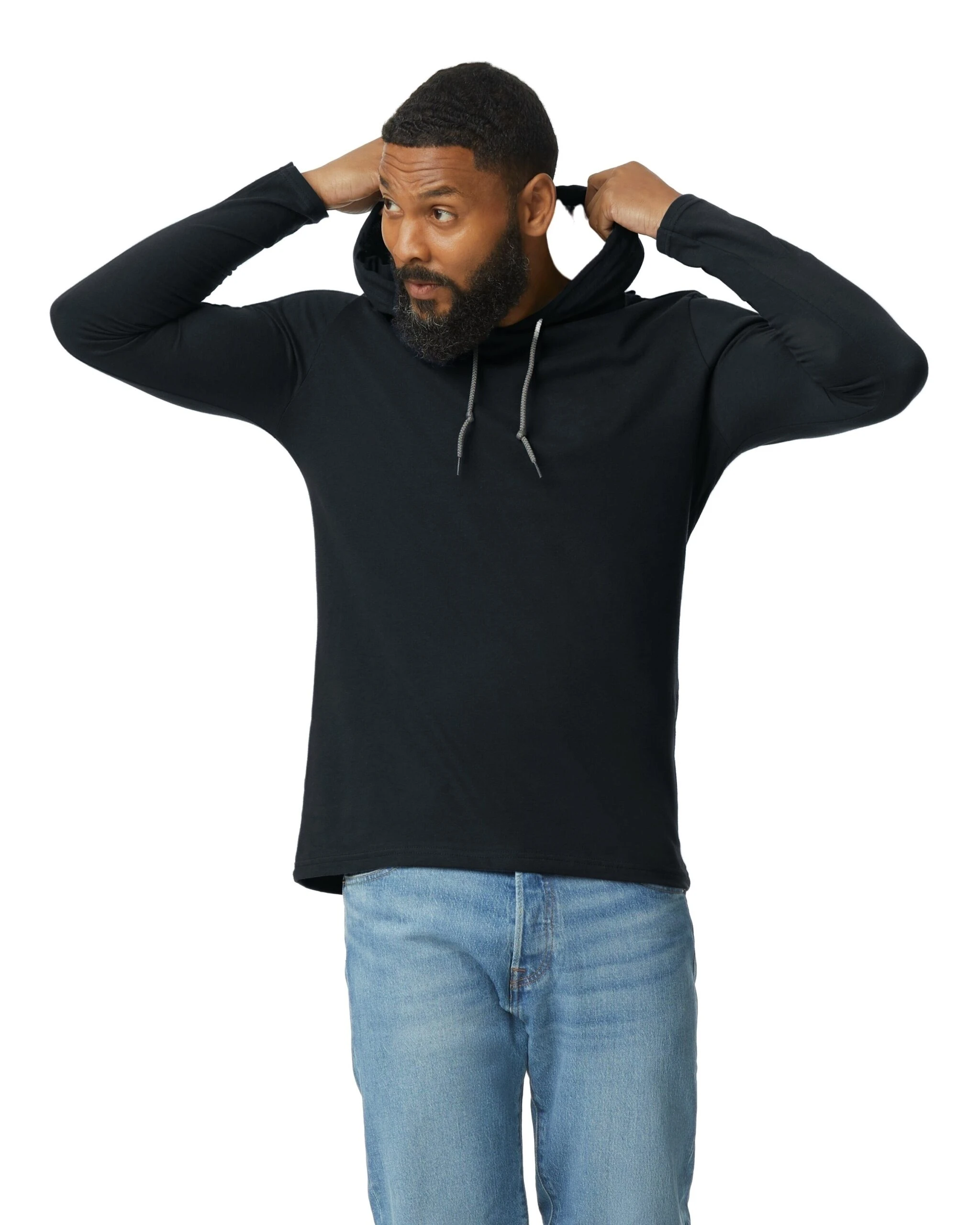 Anvil Adult Lightweight Long-Sleeve Hooded T-Shirt 7 Anvil Adult Lightweight Long-Sleeve Hooded T-Shirt - Image 5