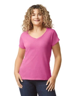 Gildan Ladies' SoftStyle® 4.5 Oz. Fitted V-Neck T-Shirt 22 Gildan Ladies' SoftStyle® 4.5 Oz. Fitted V-Neck T-Shirt -Jiffyshirts Sales Store 143110 64V00L 2045C 071 G2023 SD F 18778