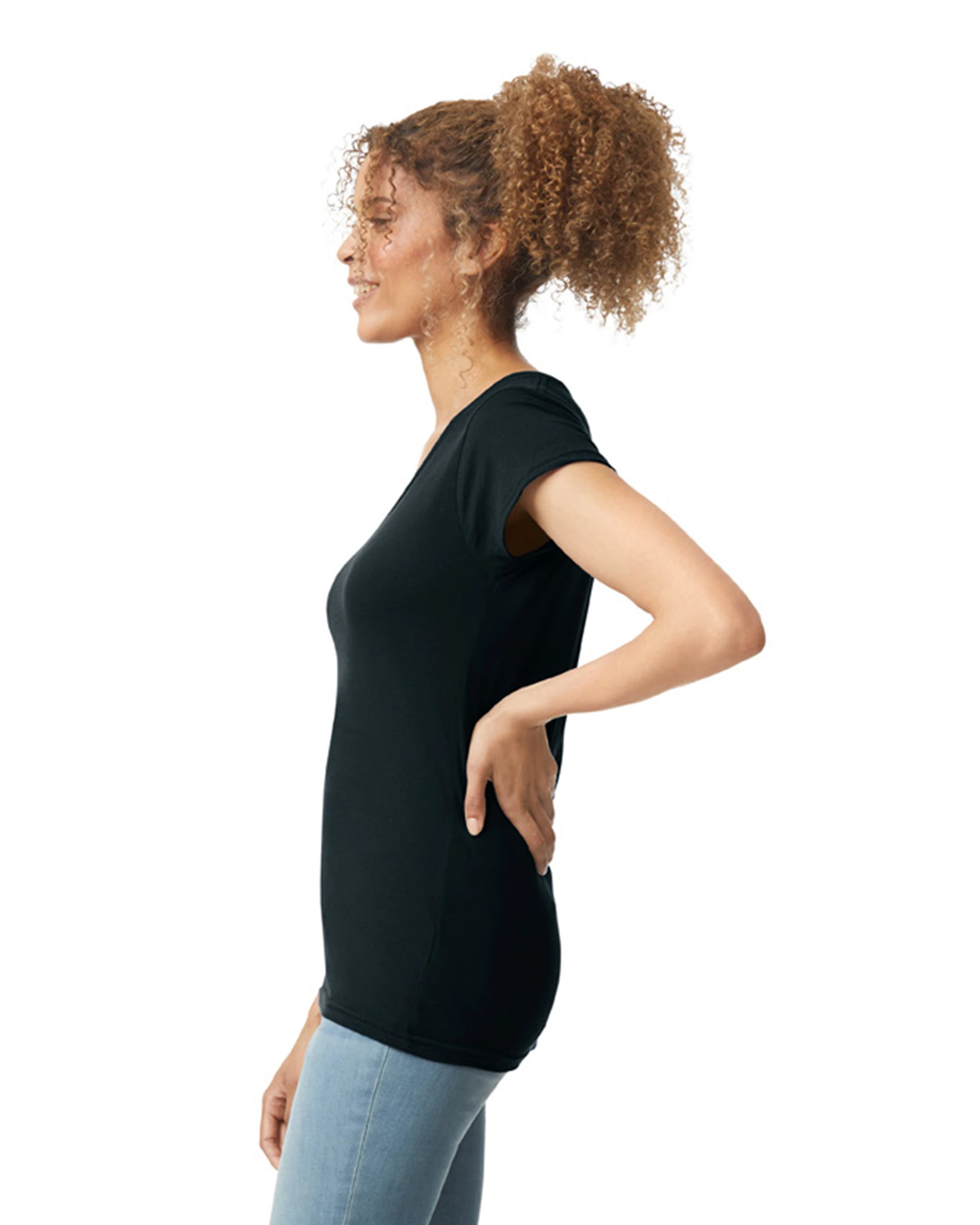 Gildan Ladies' SoftStyle® 4.5 Oz. Fitted V-Neck T-Shirt 4 Gildan Ladies' SoftStyle® 4.5 Oz. Fitted V-Neck T-Shirt - Image 2