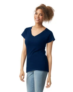 Gildan Ladies' SoftStyle® 4.5 Oz. Fitted V-Neck T-Shirt 25 Gildan Ladies' SoftStyle® 4.5 Oz. Fitted V-Neck T-Shirt -Jiffyshirts Sales Store 143133 64V00L 533C 032 G2023 SD F 19251