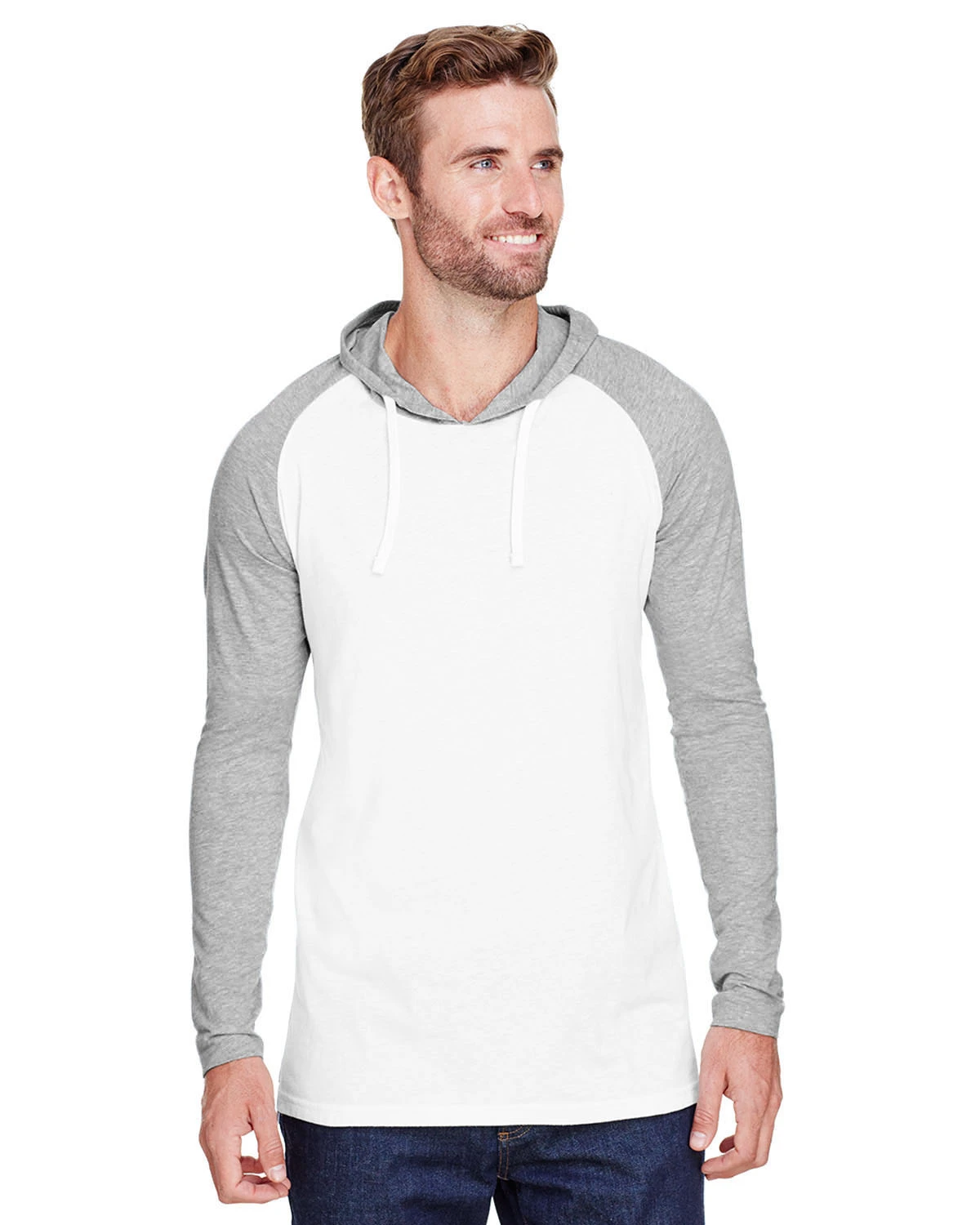 Men's Hooded Raglan Long Sleeve Fine Jersey T-Shirt 6 Men's Hooded Raglan Long Sleeve Fine Jersey T-Shirt - Image 4