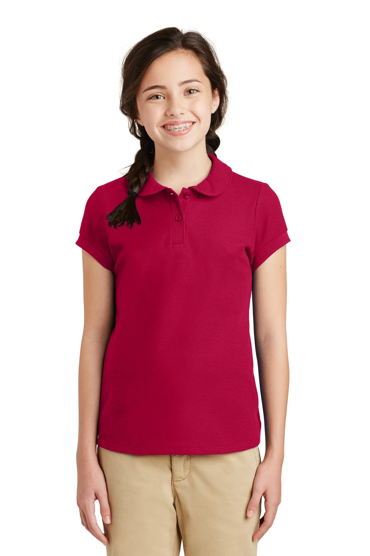Girls Silk Touch Peter Pan Collar Polo 3 Girls Silk Touch Peter Pan Collar Polo