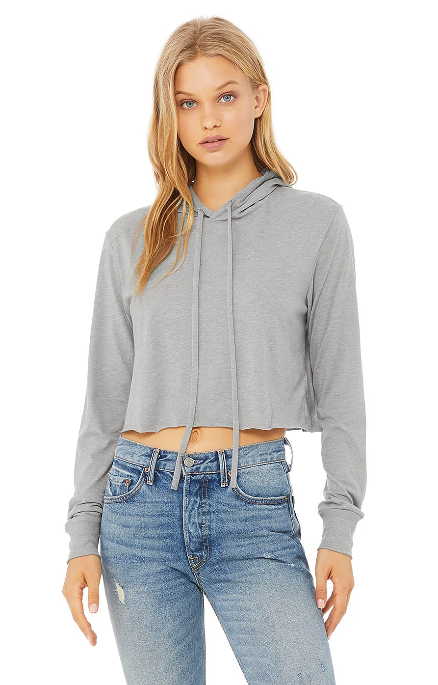 Ladies' Cropped Long Sleeve Hooded T-Shirt 8 Ladies' Cropped Long Sleeve Hooded T-Shirt - Image 6