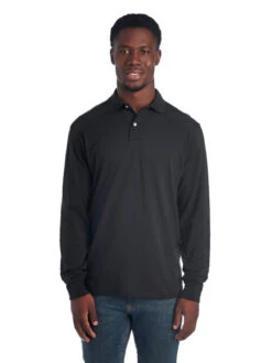 Jerzees Adult Unisex 5.6 Oz. SpotShield™ Long-Sleeve Jersey Polo 17 Jerzees Adult Unisex 5.6 Oz. SpotShield™ Long-Sleeve Jersey Polo -Jiffyshirts Sales Store 1680065996 437MLR Black front