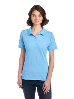 Jerzees Ladies' 5.6 Oz. SpotShield™ Jersey Polo 28 Jerzees Ladies' 5.6 Oz. SpotShield™ Jersey Polo -Jiffyshirts Sales Store 1680065996 437WR LightBlue front
