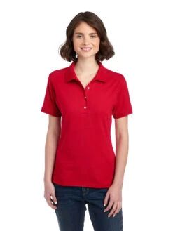 Jerzees Ladies' 5.6 Oz. SpotShield™ Jersey Polo 25 Jerzees Ladies' 5.6 Oz. SpotShield™ Jersey Polo -Jiffyshirts Sales Store 1680065996 437WR TrueRed front