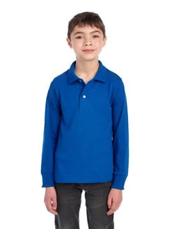 Jerzees Youth Unisex 5.6 Oz. SpotShield™ Long-Sleeve Jersey Polo 16 Jerzees Youth Unisex 5.6 Oz. SpotShield™ Long-Sleeve Jersey Polo -Jiffyshirts Sales Store 1680065996 437YLR Royal FRONT 0378 1200x1600