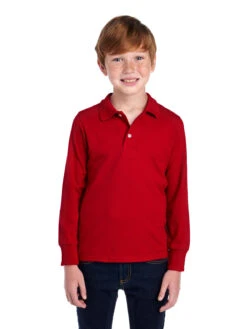Jerzees Youth Unisex 5.6 Oz. SpotShield™ Long-Sleeve Jersey Polo 14 Jerzees Youth Unisex 5.6 Oz. SpotShield™ Long-Sleeve Jersey Polo -Jiffyshirts Sales Store 1680065996 437YLR True Red FRONT 0903 1200x1600