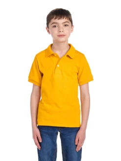 Jerzees Youth Unisex 5.6 Oz. SpotShield™ Jersey Polo 25 Jerzees Youth Unisex 5.6 Oz. SpotShield™ Jersey Polo -Jiffyshirts Sales Store 1680065996 437YR Gold FRONT 0606 1200x1600