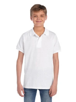 Jerzees Youth Unisex 5.6 Oz. SpotShield™ Jersey Polo 22 Jerzees Youth Unisex 5.6 Oz. SpotShield™ Jersey Polo -Jiffyshirts Sales Store 1680065996 437YR White FRONT 0852 1200x1600