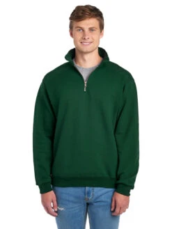 Jerzees Adult Unisex 9.5 Oz. Super Sweats® NuBlend® Fleece Quarter-Zip Pullover -Jiffyshirts Sales Store 1680065996 4528MR ForestGreen front