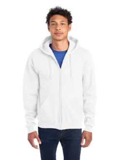 Jerzees Adult Unisex 9.5 Oz., Super Sweats® NuBlend® Fleece Full-Zip Hood 16 Jerzees Adult Unisex 9.5 Oz., Super Sweats® NuBlend® Fleece Full-Zip Hood -Jiffyshirts Sales Store 1680065996 4999MR White front