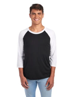 Jerzees Adult Unisex 5.2 Oz., Premium Blend Raglan Baseball T-Shirt 20 Jerzees Adult Unisex 5.2 Oz., Premium Blend Raglan Baseball T-Shirt -Jiffyshirts Sales Store 1680065996 560RR Black White front
