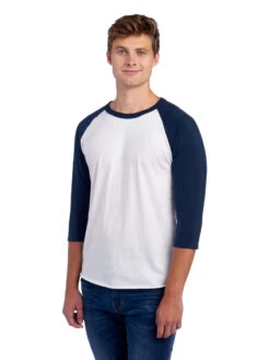 Jerzees Adult Unisex 5.2 Oz., Premium Blend Raglan Baseball T-Shirt 13 Jerzees Adult Unisex 5.2 Oz., Premium Blend Raglan Baseball T-Shirt -Jiffyshirts Sales Store 1680065996 560RR White JNavy 3qtr