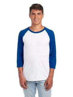 Jerzees Adult Unisex 5.2 Oz., Premium Blend Raglan Baseball T-Shirt 17 Jerzees Adult Unisex 5.2 Oz., Premium Blend Raglan Baseball T-Shirt -Jiffyshirts Sales Store 1680065996 560RR White Royal front
