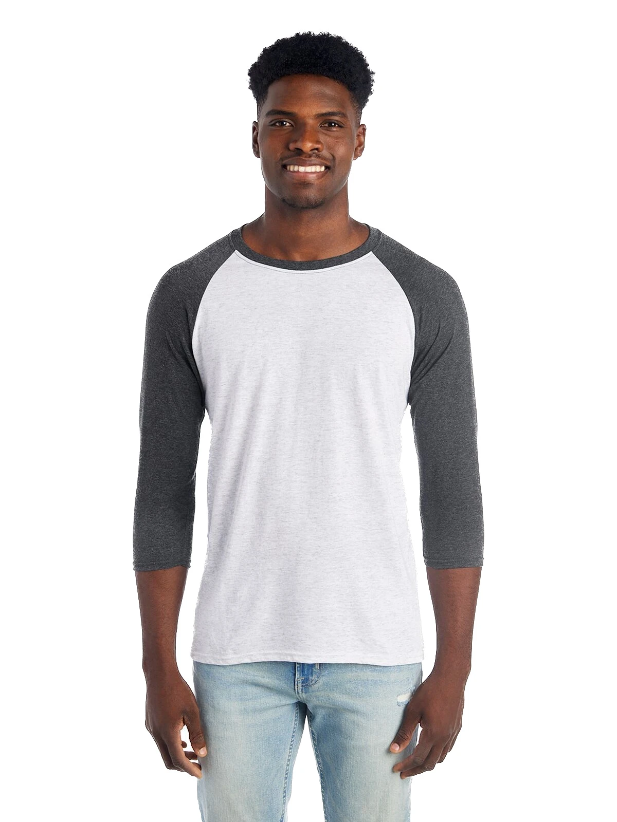 Jerzees Adult Unisex 4.5 Oz. TRI-BLEND Baseball Raglan 6 Jerzees Adult Unisex 4.5 Oz. TRI-BLEND Baseball Raglan - Image 4