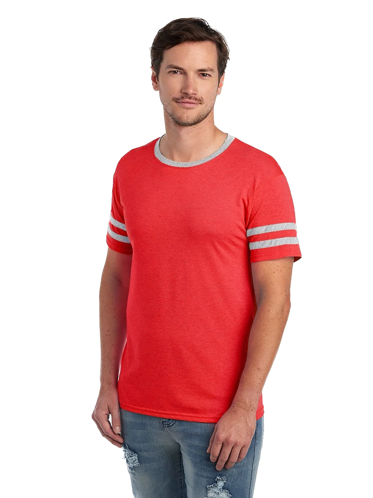 Jerzees Adult Unisex 4.5 Oz. TRI-BLEND Varsity Ringer T-Shirt 4 Jerzees Adult Unisex 4.5 Oz. TRI-BLEND Varsity Ringer T-Shirt - Image 2