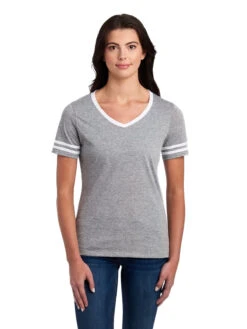 Jerzees Ladies' 4.5 Oz. TRI-BLEND Varsity V-Neck T-Shirt 14 Jerzees Ladies' 4.5 Oz. TRI-BLEND Varsity V-Neck T-Shirt -Jiffyshirts Sales Store 1680065996 602WVR Oxford White front
