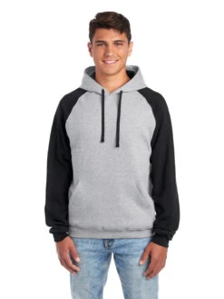 Jerzees Adult Unisex 8 Oz. NuBlend® Colorblock Raglan Pullover Hood