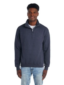 Jerzees Adult Unisex 8 Oz. NuBlend® Quarter-Zip Cadet Collar Sweatshirt 32 Jerzees Adult Unisex 8 Oz. NuBlend® Quarter-Zip Cadet Collar Sweatshirt -Jiffyshirts Sales Store 1680065996 995MR VintageHeatherNavy front