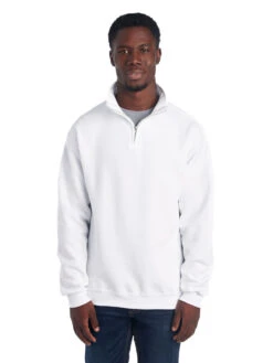 Jerzees Adult Unisex 8 Oz. NuBlend® Quarter-Zip Cadet Collar Sweatshirt 22 Jerzees Adult Unisex 8 Oz. NuBlend® Quarter-Zip Cadet Collar Sweatshirt -Jiffyshirts Sales Store 1680065996 995MR White front
