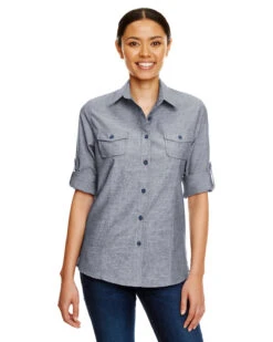 Ladies Chambray Woven Shirt 9 Ladies Chambray Woven Shirt -Jiffyshirts Sales Store 1685c5cd1d22c1