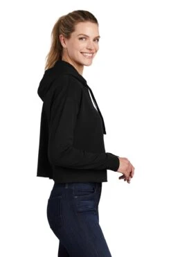 Ladies PosiCharge Tri-Blend Wicking Fleece Crop Hooded Pullover -Jiffyshirts Sales Store 16b550f57a8d1c