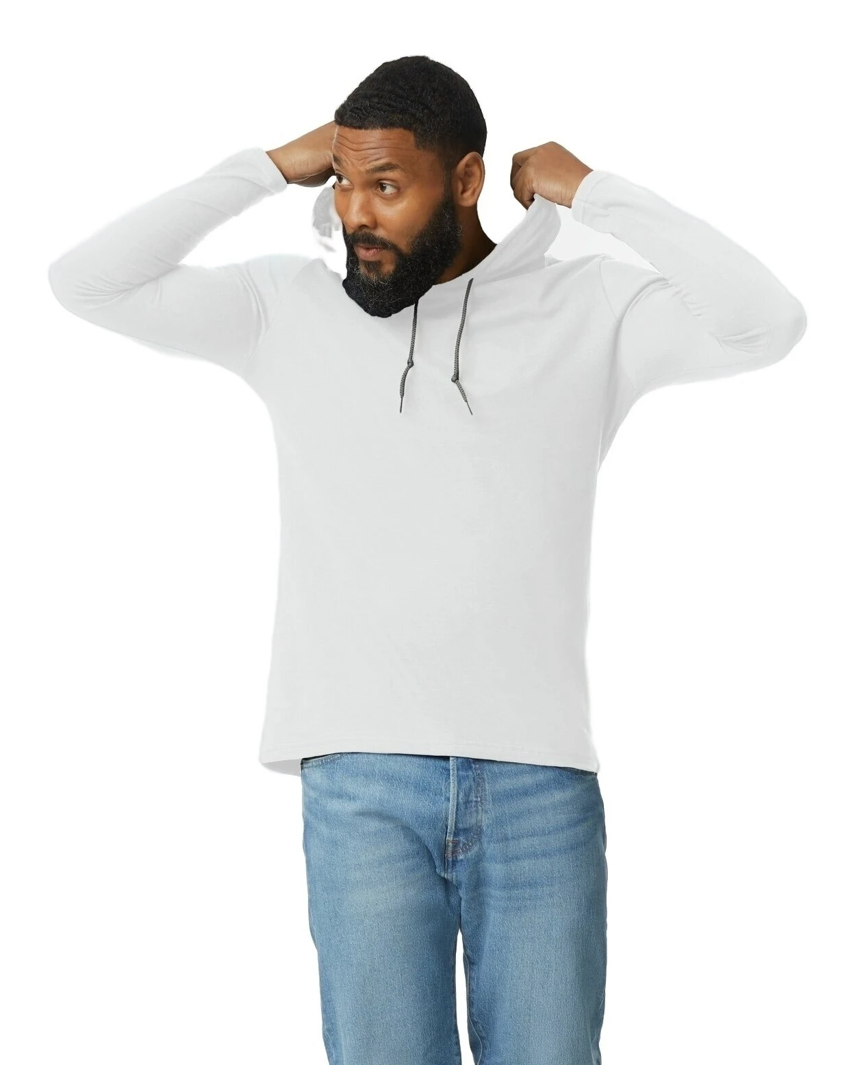 Anvil Adult Lightweight Long-Sleeve Hooded T-Shirt 3 Anvil Adult Lightweight Long-Sleeve Hooded T-Shirt