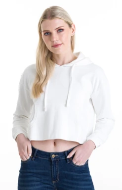 Ladies' Girlie Cropped Hooded Fleece With Pocket