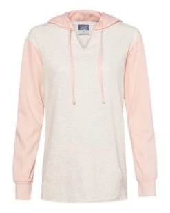 Women’s French Terry Hooded Pullover With Colorblocked Sleeves