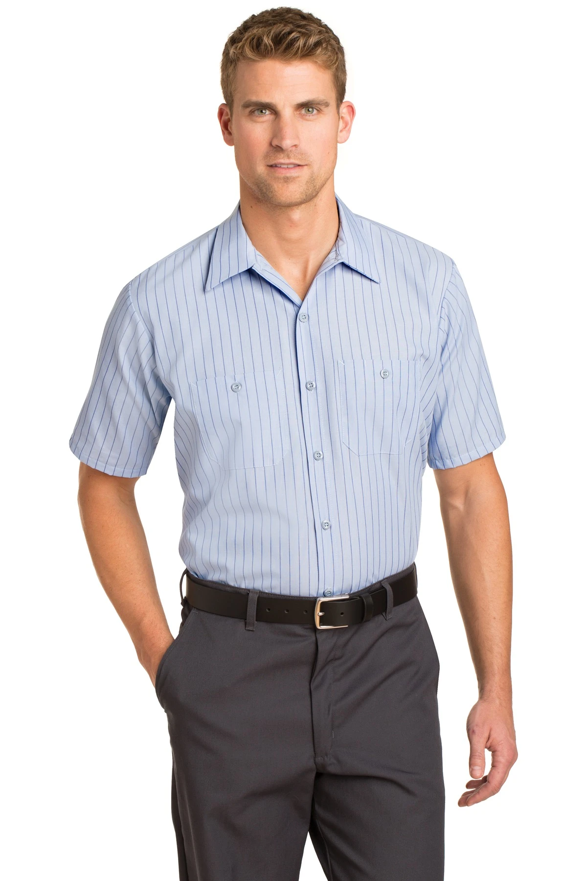 Industrial Stripe Short Sleeve Work Shirt 5 Industrial Stripe Short Sleeve Work Shirt - Image 3