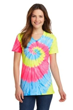 Ladies Tie-Dye V-Neck Tee -Jiffyshirts Sales Store 19b03b482f23b1