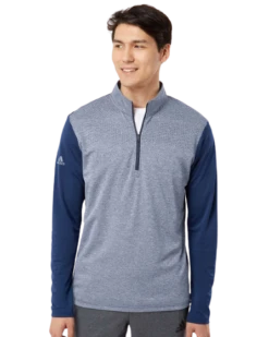 ADIDAS Unisex Heather Block Print Quarter-Zip Pullover -Jiffyshirts Sales Store 1a4d33d99c86ad