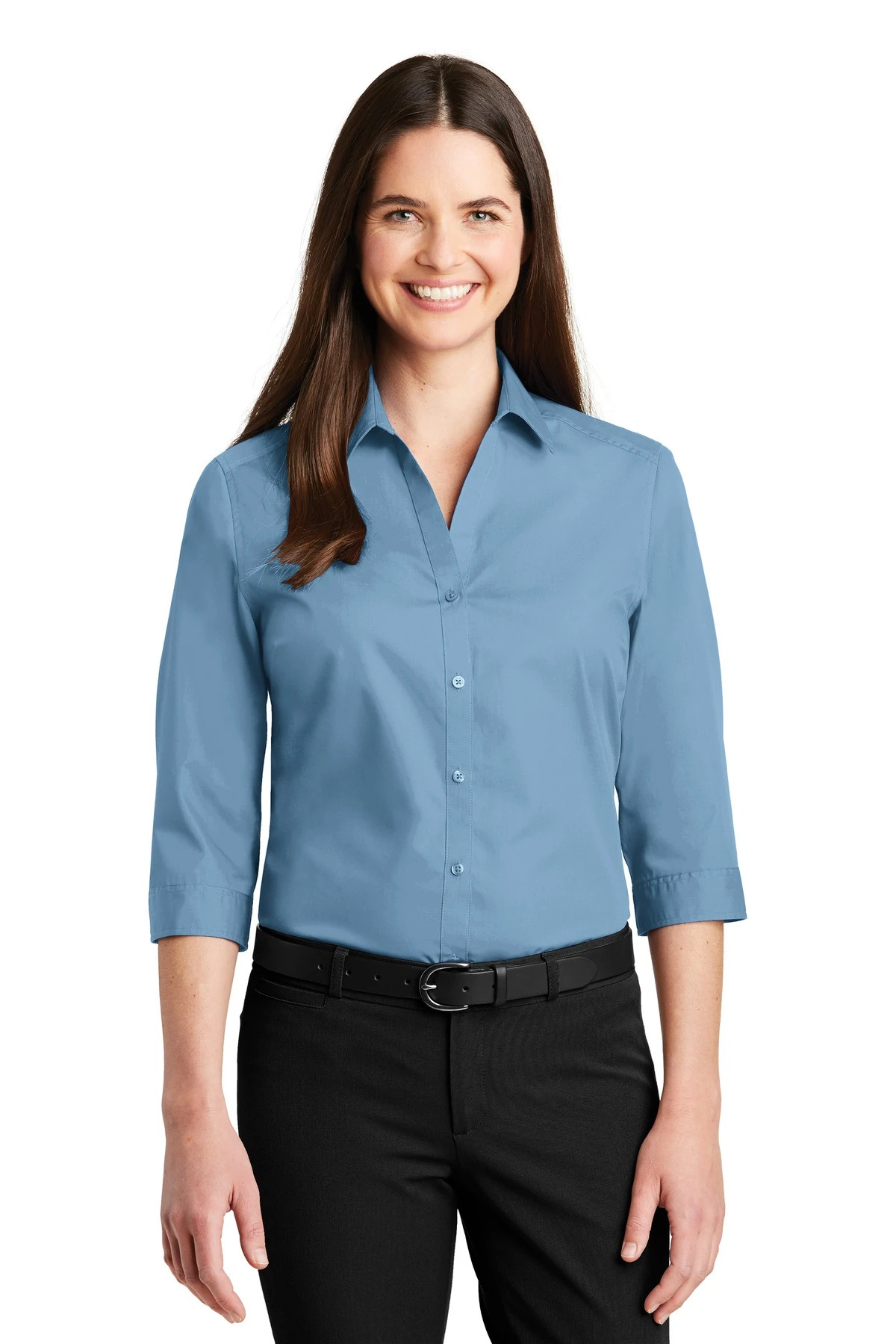 Ladies 3/4-Sleeve Carefree Poplin Shirt 9 Ladies 3/4-Sleeve Carefree Poplin Shirt - Image 7