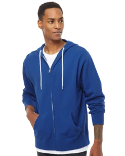 Unisex Lightweight Full-Zip Hooded Sweatshirt